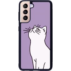 Samsung Galaxy S21 5G Case Hülle - Silikon schwarz Chat auf lila Hintergrund