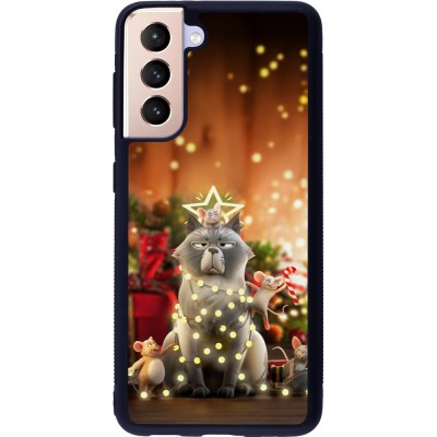 Coque Samsung Galaxy S21 5G - Silicone rigide noir Christmas 25 Xmas Cat