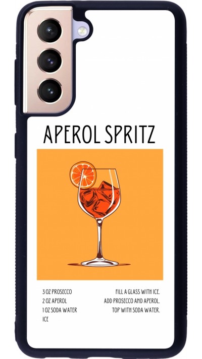 Coque Samsung Galaxy S21 5G - Silicone rigide noir Cocktail recette Aperol Spritz