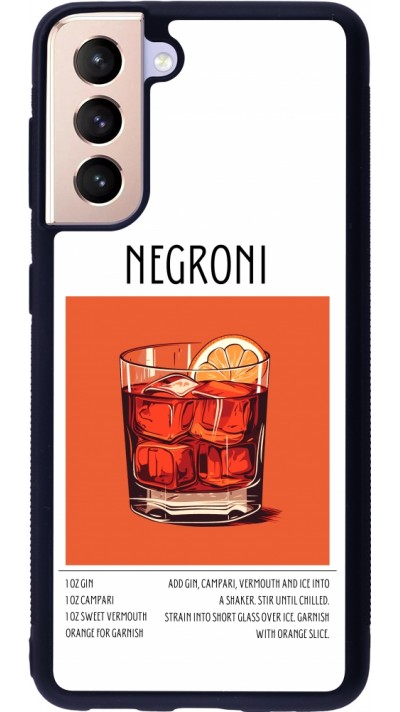 Coque Samsung Galaxy S21 5G - Silicone rigide noir Cocktail recette Negroni
