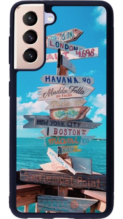 Coque Samsung Galaxy S21 5G - Silicone rigide noir Cool Cities Directions