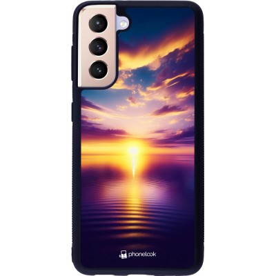 Samsung Galaxy S21 5G Case Hülle - Silikon schwarz Sonnenuntergang gelb violett