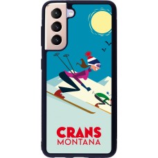 Coque Samsung Galaxy S21 5G - Silicone rigide noir Crans-Montana Ski Downhill