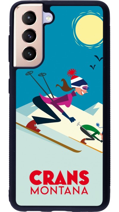 Coque Samsung Galaxy S21 5G - Silicone rigide noir Crans-Montana Ski Downhill
