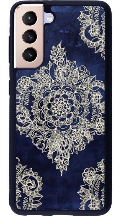 Coque Samsung Galaxy S21 5G - Silicone rigide noir Cream Flower Moroccan