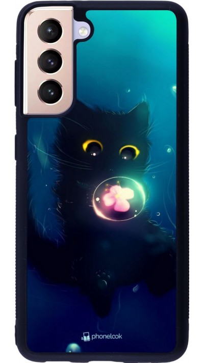 Coque Samsung Galaxy S21 5G - Silicone rigide noir Cute Cat Bubble