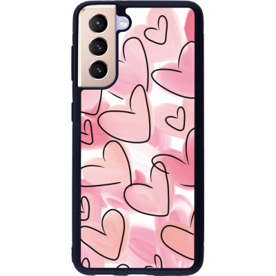 Samsung Galaxy S21 5G Case Hülle - Silikon schwarz Easter 2023 pink hearts