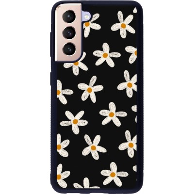 Samsung Galaxy S21 5G Case Hülle - Silikon schwarz Easter 2024 white on black flower