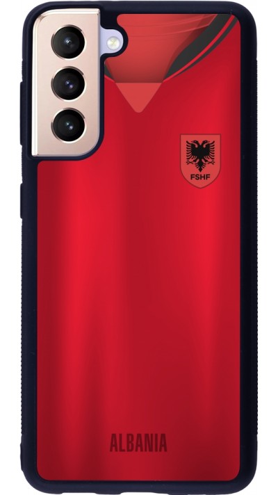 Coque Samsung Galaxy S21 5G - Silicone rigide noir Maillot de football Albanie personnalisable