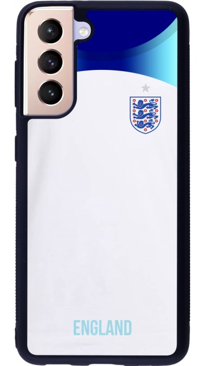 Coque Samsung Galaxy S21 5G - Silicone rigide noir Maillot de football Angleterre 2022 personnalisable
