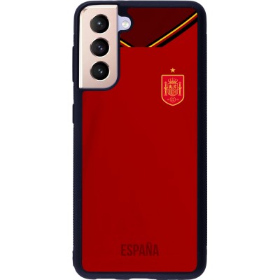 Coque Samsung Galaxy S21 5G - Silicone rigide noir Maillot de football Espagne 2022 personnalisable