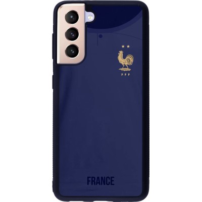 Coque Samsung Galaxy S21 5G - Silicone rigide noir Maillot de football France 2022 personnalisable
