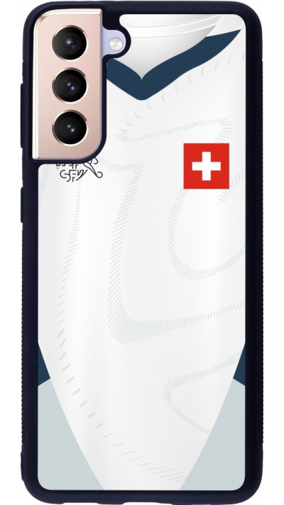 Samsung Galaxy S21 5G Case Hülle - Silikon schwarz Schweiz Away personalisierbares Fussballtrikot