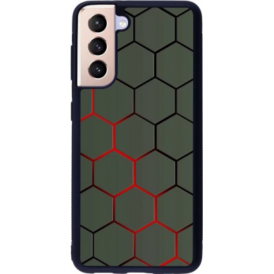 Coque Samsung Galaxy S21 5G - Silicone rigide noir Geometric Line red