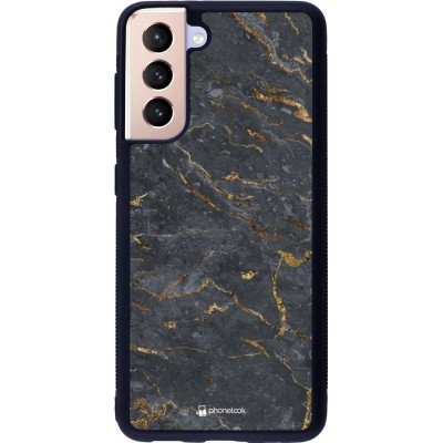 Hülle Samsung Galaxy S21 5G - Silikon schwarz Grey Gold Marble
