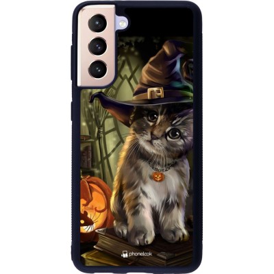 Hülle Samsung Galaxy S21 5G - Silikon schwarz Halloween 21 Witch cat