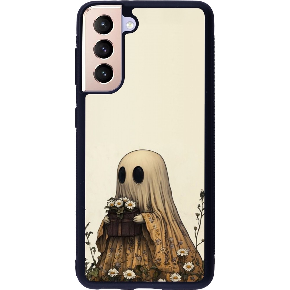 Coque Samsung Galaxy S21 5G - Silicone rigide noir Halloween 2025 Ghost gardener