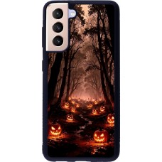 Coque Samsung Galaxy S21 5G - Silicone rigide noir Halloween 2025 Road of Terrifying Pumpkins