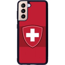 Coque Samsung Galaxy S21 5G - Silicone rigide noir Hockey World Championship Ecusson Suisse
