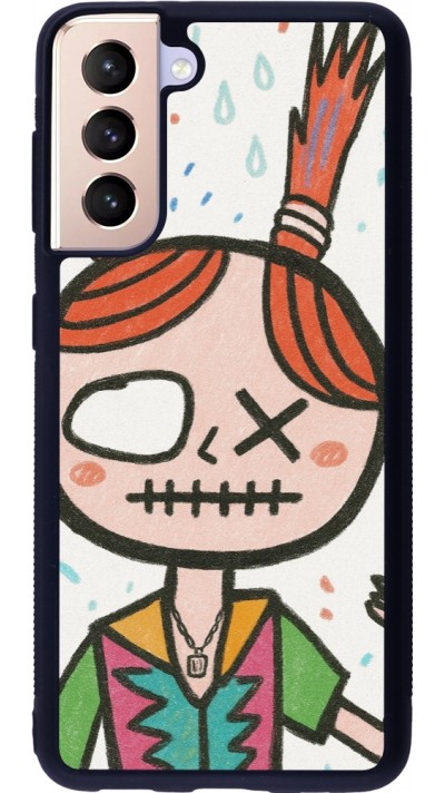 Samsung Galaxy S21 5G Case Hülle - Silikon schwarz Little Girl Sketch