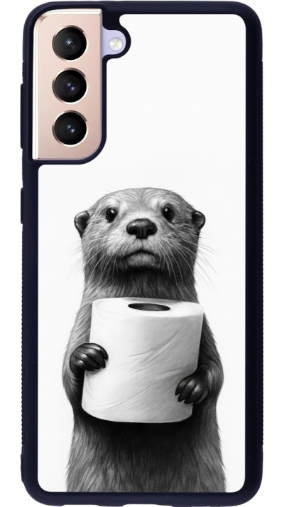 Coque Samsung Galaxy S21 5G - Silicone rigide noir Loutre papier de toilette