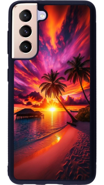 Samsung Galaxy S21 5G Case Hülle - Silikon schwarz Malediven Abenddämmerung Glückseligkeit