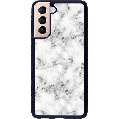 Coque Samsung Galaxy S21 5G - Silicone rigide noir Marble 01