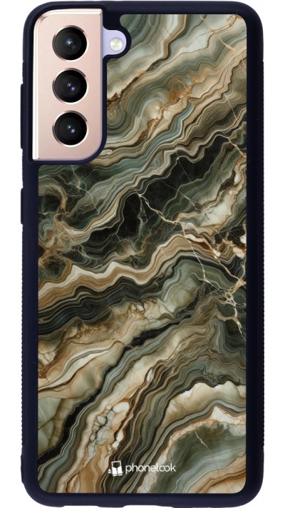 Samsung Galaxy S21 5G Case Hülle - Silikon schwarz Oliv Marmor