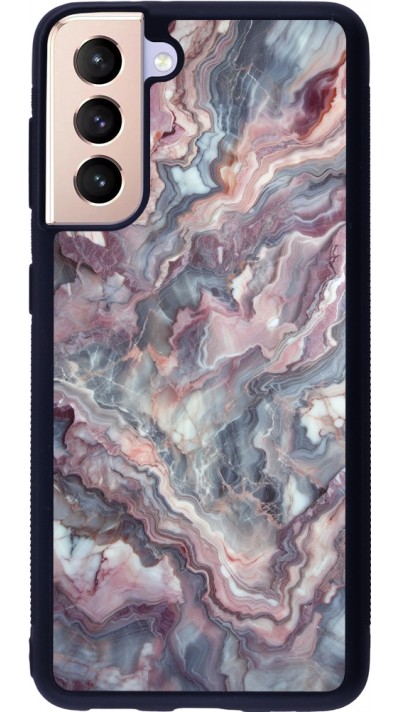 Samsung Galaxy S21 5G Case Hülle - Silikon schwarz Violetter silberner Marmor