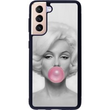 Coque Samsung Galaxy S21 5G - Silicone rigide noir Marilyn Bubble