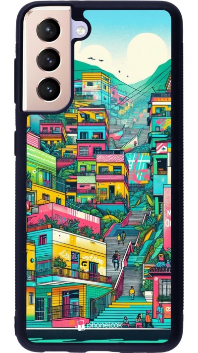Samsung Galaxy S21 5G Case Hülle - Silikon schwarz Medellin Comuna 13 Kunst