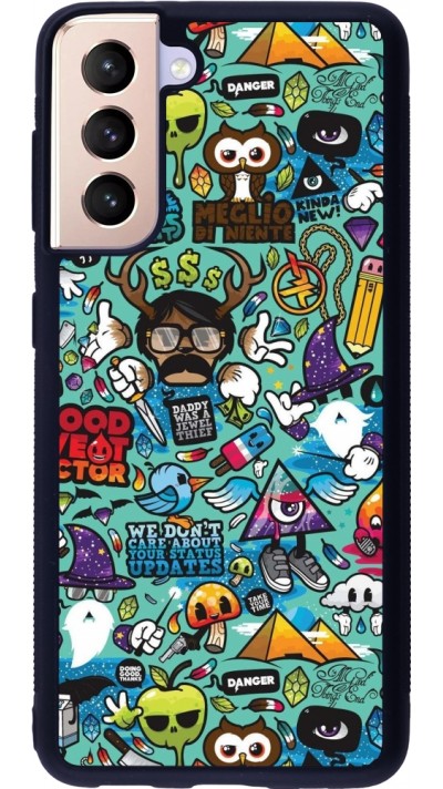 Samsung Galaxy S21 5G Case Hülle - Silikon schwarz Mixed Cartoons Turquoise