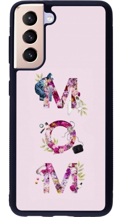 Coque Samsung Galaxy S21 5G - Silicone rigide noir Mom 2024 girly mom