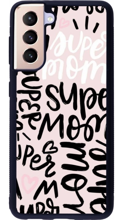 Coque Samsung Galaxy S21 5G - Silicone rigide noir Mom 2024 Super mom