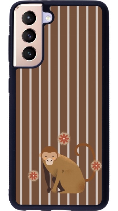 Coque Samsung Galaxy S21 5G - Silicone rigide noir Monkey with stripes