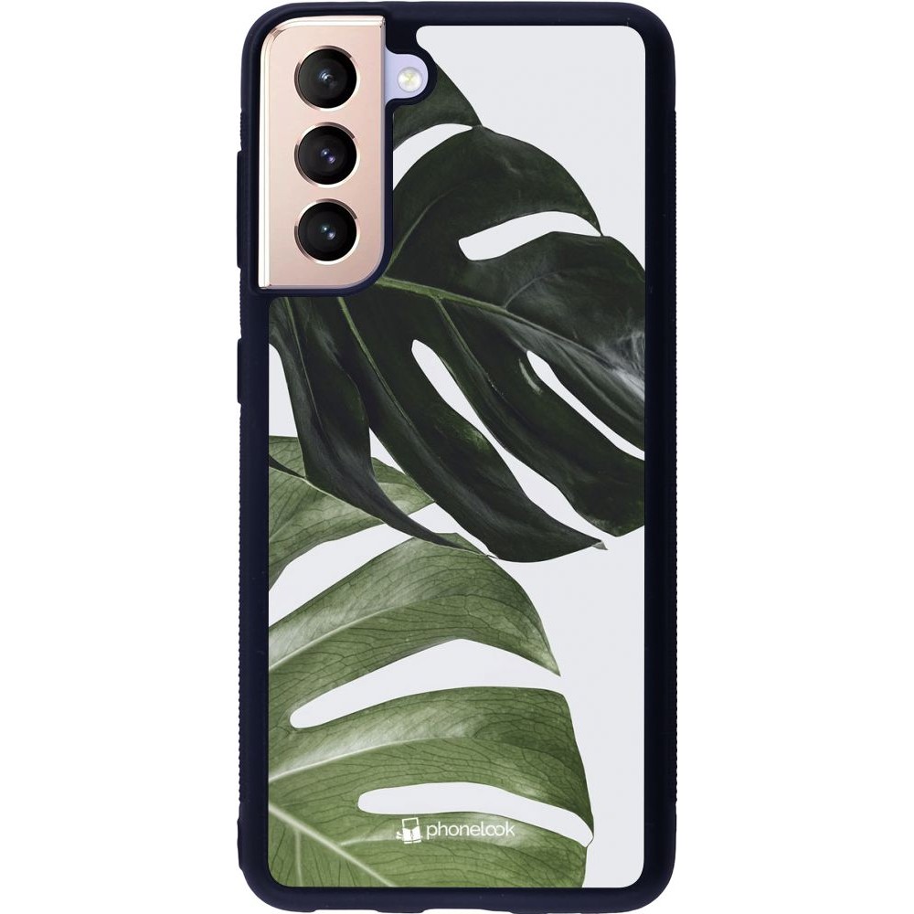 Coque Samsung Galaxy S21 5G - Silicone rigide noir Monstera Plant