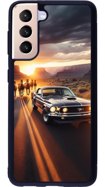 Coque Samsung Galaxy S21 5G - Silicone rigide noir Mustang 69 Grand Canyon