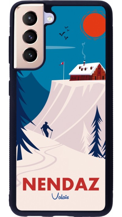 Coque Samsung Galaxy S21 5G - Silicone rigide noir Nendaz Cabane Ski