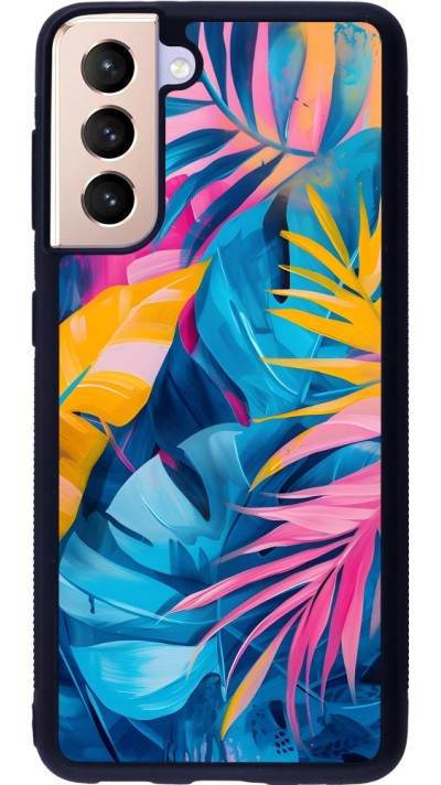 Coque Samsung Galaxy S21 5G - Silicone rigide noir Palms Blue
