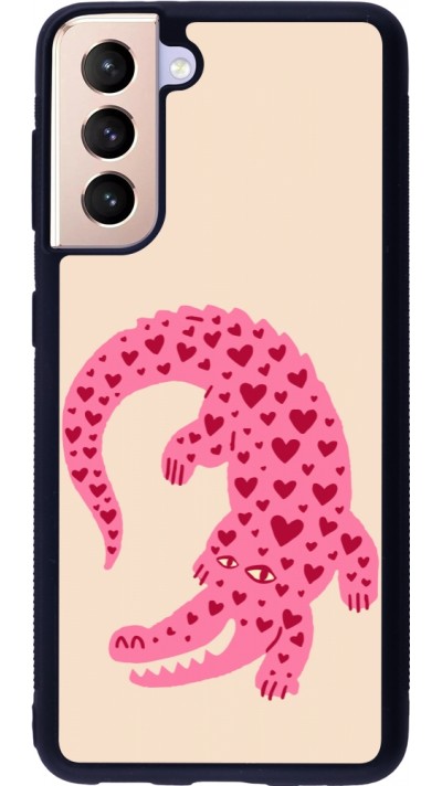 Samsung Galaxy S21 5G Case Hülle - Silikon schwarz Pink crocodile 2026