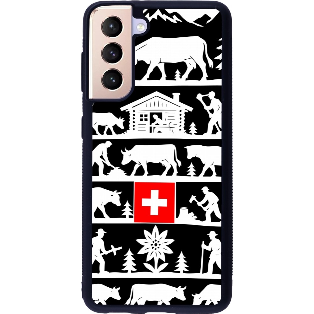 Coque Samsung Galaxy S21 5G - Silicone rigide noir Poya Suisse 1 noir