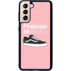 Coque Samsung Galaxy S21 5G - Silicone rigide noir princesse en basket
