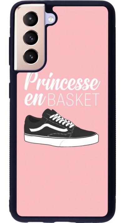 Coque Samsung Galaxy S21 5G - Silicone rigide noir princesse en basket