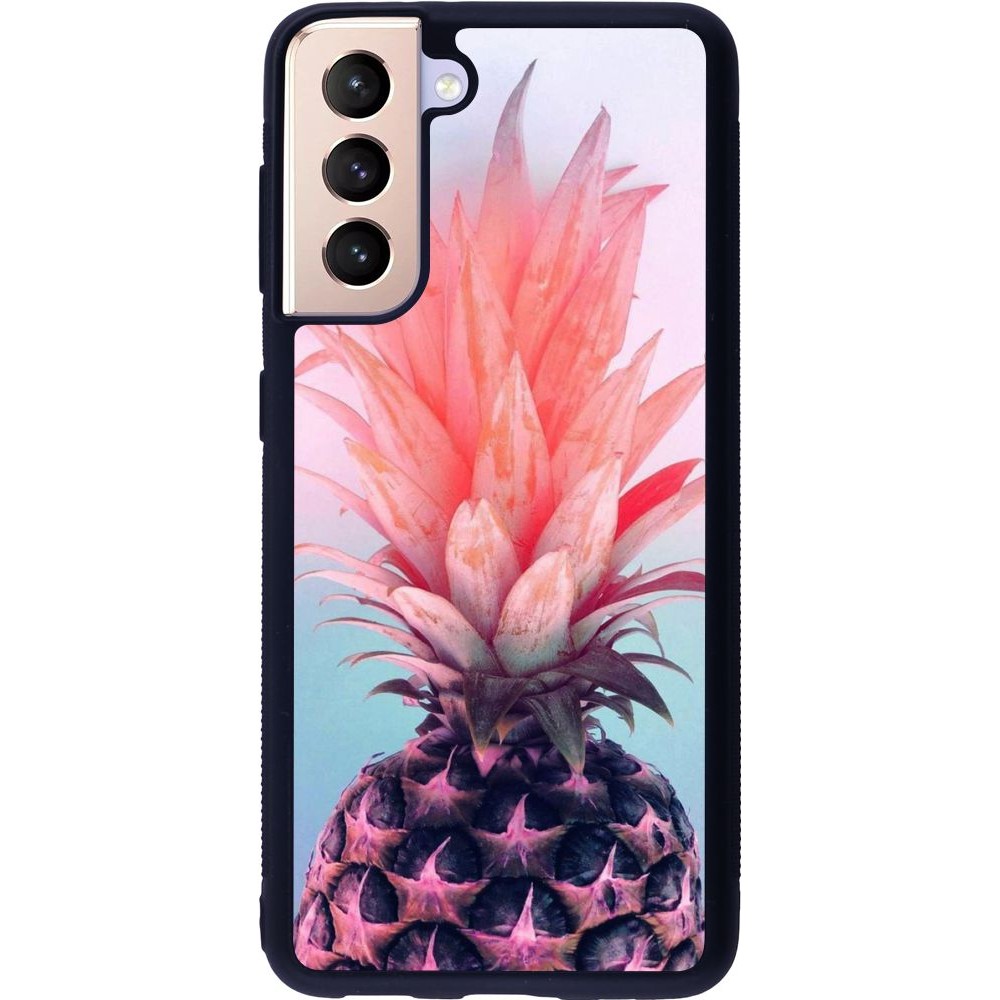 Hülle Samsung Galaxy S21 5G - Silikon schwarz Purple Pink Pineapple