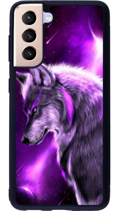 Coque Samsung Galaxy S21 5G - Silicone rigide noir Purple Sky Wolf