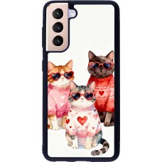 Coque Samsung Galaxy S21 5G - Silicone rigide noir Saint Valentines Day 26 Cat Love