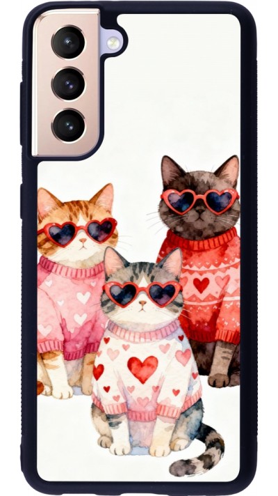 Samsung Galaxy S21 5G Case Hülle - Silikon schwarz Saint Valentines Day 26 Cat Love