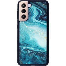 Coque Samsung Galaxy S21 5G - Silicone rigide noir Sea Foam Blue