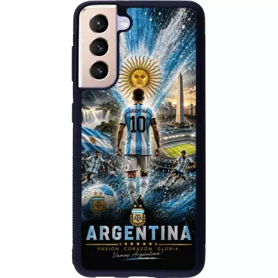 Samsung Galaxy S21 5G Case Hülle - Silikon schwarz Fussball Argentinien splash 2026