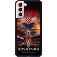 Coque Samsung Galaxy S21 5G - Silicone rigide noir Football Croatie splash 2026